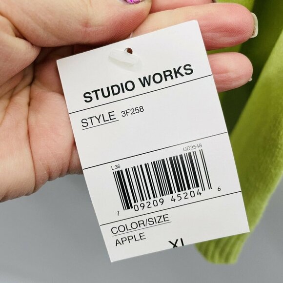 Studio Works Womens Size XL Argyle Beaded Pullover Sweater 3/4 Sleeve Green - Picture 6 of 6